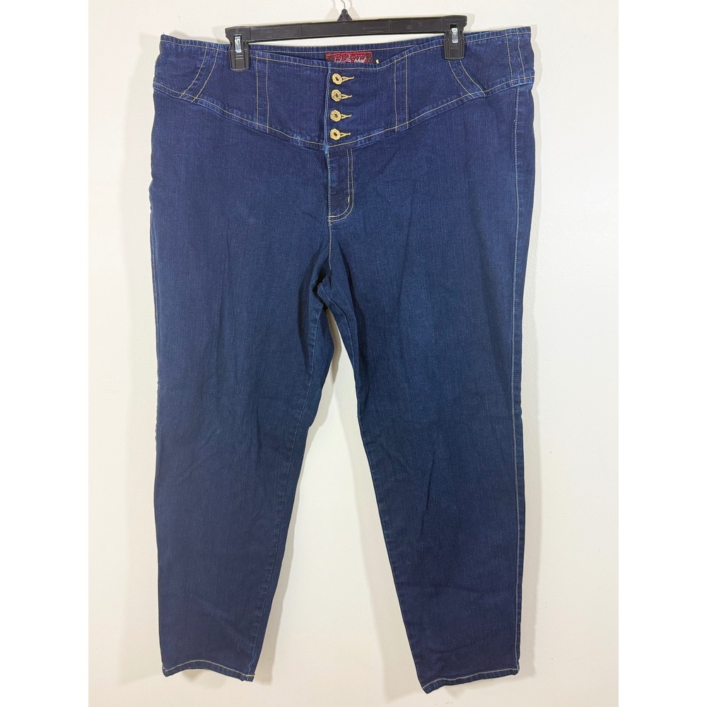 Baby Phat Corset Waist Jeans Women's 24 Dark Wash High Rise Y2K Streetwear